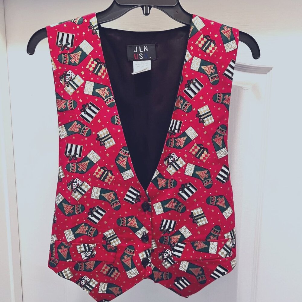 JLN USA-Christmas Vest-Red, Green Mix-Gifts & Stockings-Small-Holidays-Festive